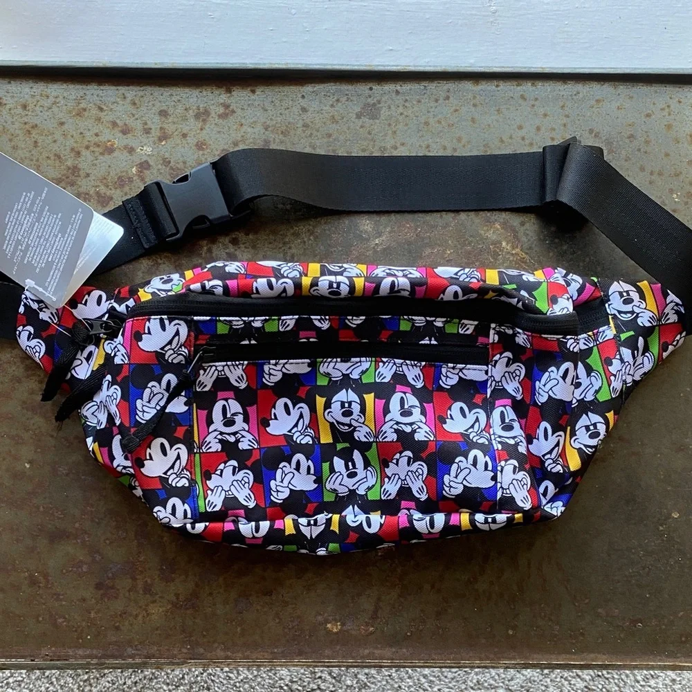 Disney Mickey & Co. Color Block Mickey Selfies Graphic Print Fanny Pack Bag. NWT